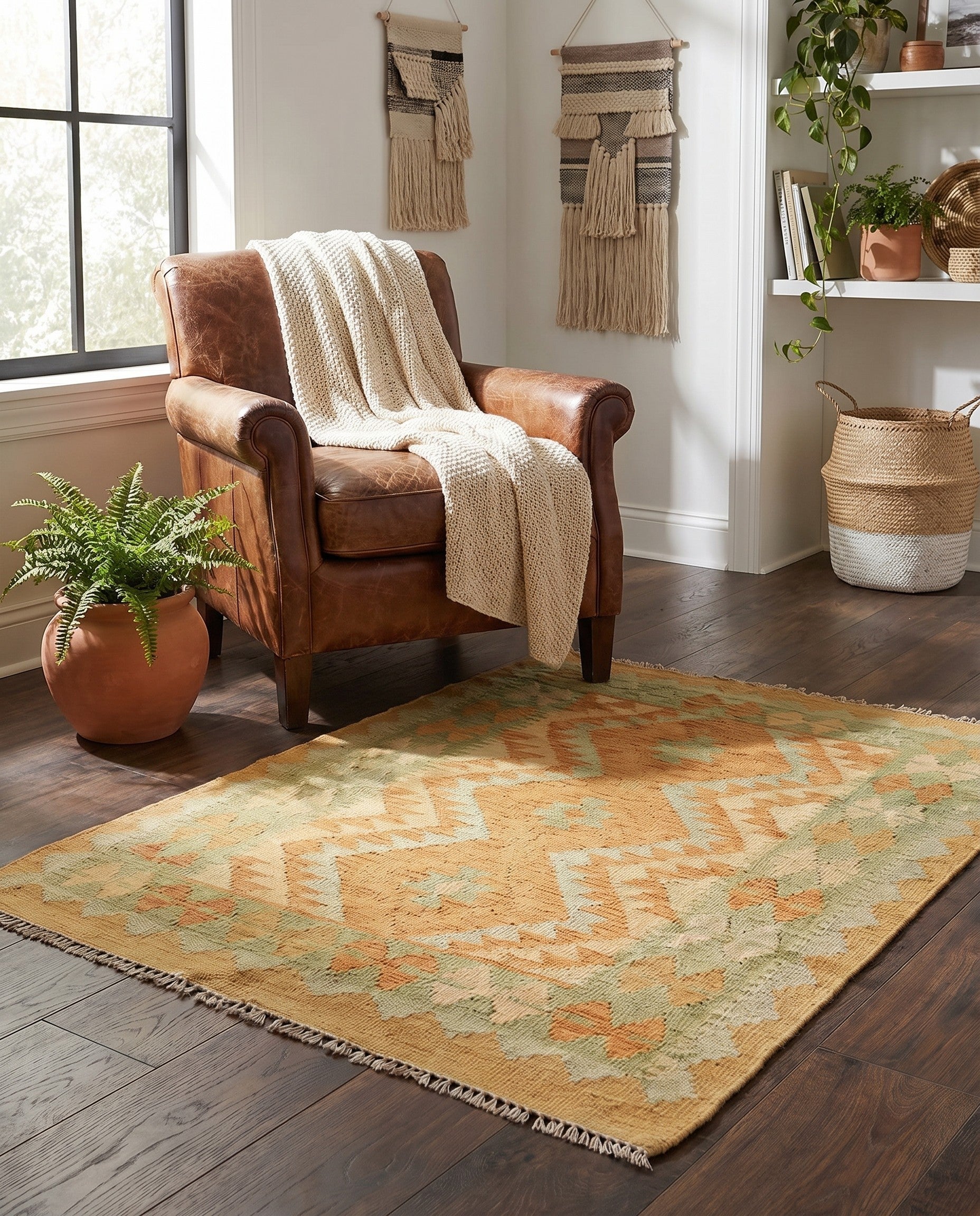 2' 8 x 4' 3 Hand Woven Kilim Waziri Wool Rug
