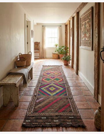 2' x 6' 10 Hand Knotted Kilim Fars Persian Wool Runner Rug