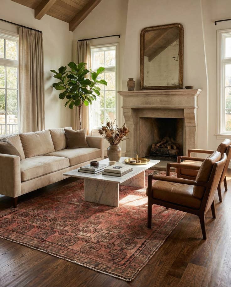 Detail image of 4' 10 x 8' 9 Hand Knotted Ultra Vintage Persian Wool Rug