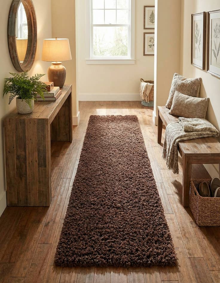 Detail image of  2' 7 x 16' 5 Solid Shag Runner Rug