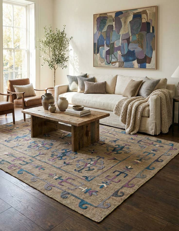 Detail image of 5' 9 x 7' 2  Hand Woven Kilim Suzani Wool Rug