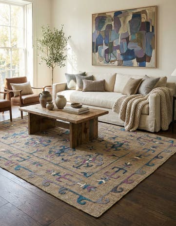 5' 9 x 7' 2 Hand Woven Kilim Suzani Wool Rug