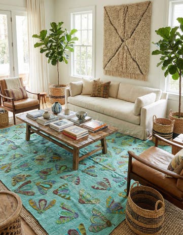 5' 7 x 6' 10 Hand Woven Kilim Suzani Wool Square Rug