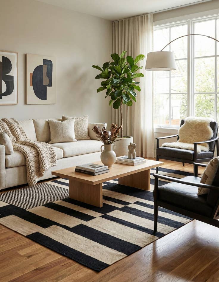 Detail image of 5' 7 x 7' 7  Hand Woven Kilim Modern Wool Rug