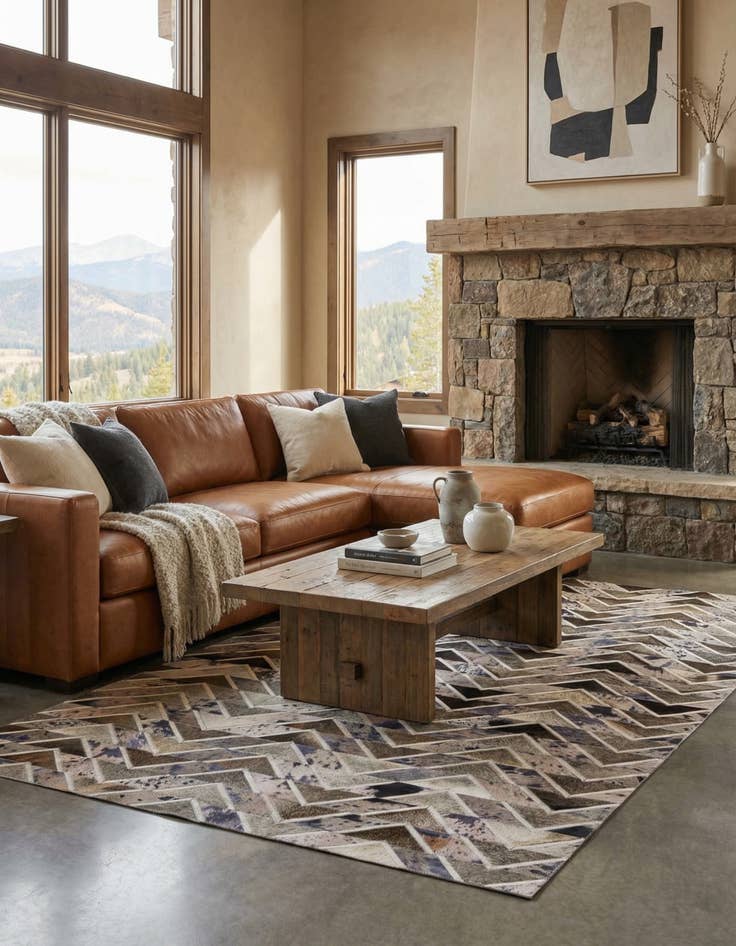 Detail image of 5' x 7' 10 Cowhide Stocks Rug