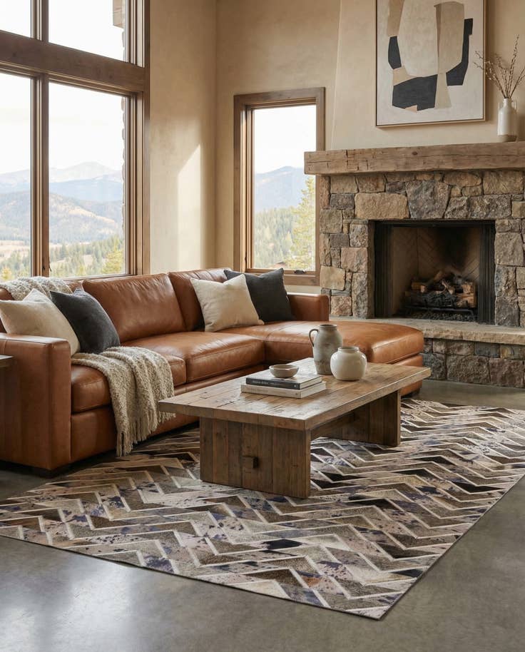 Detail image of 5' x 7' 10 Cowhide Stocks Rug