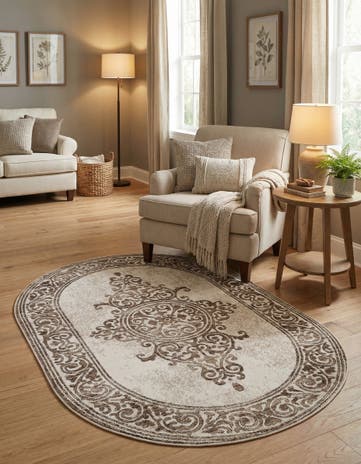 Chocolate Brown Hermitage Oval Rug