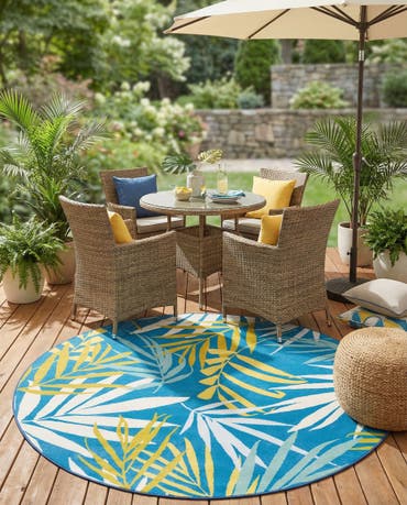  7' 10 x 7' 10  Easy-Clean Jill Zarin Caribbean Indoor / Outdoor Round Rug