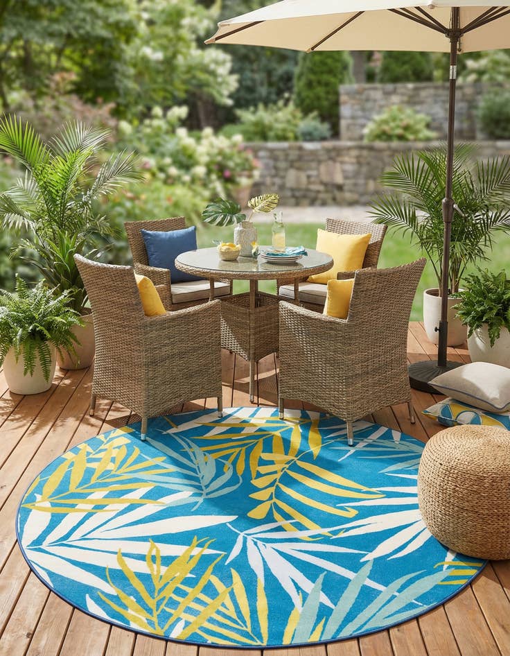 Detail image of 7' 10 x 7' 10 Easy-Clean Jill Zarin Caribbean Indoor / Outdoor Round Rug