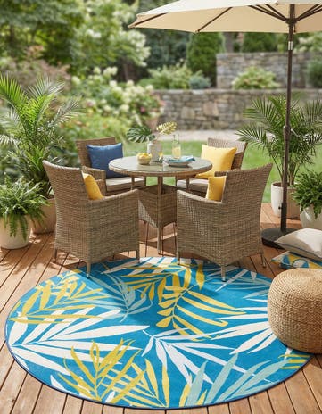 7' 10 x 7' 10 Easy-Clean Jill Zarin Caribbean Indoor / Outdoor Round Rug