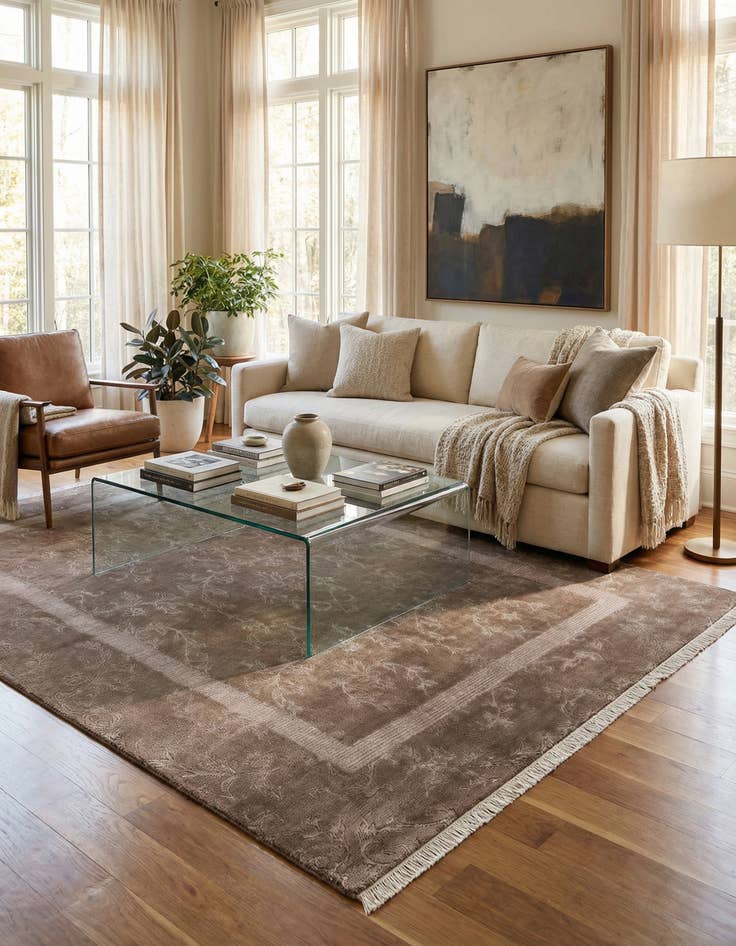 Detail image of 5' 8 x 8'  Hand Knotted Darya Wool Rug