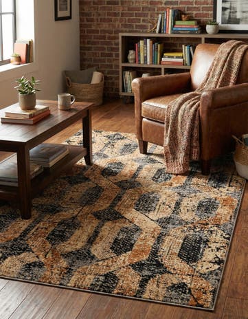 Black Gray Saturn Rug