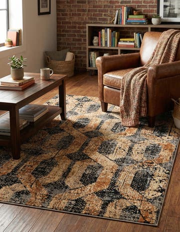 Black Gray Saturn Rug