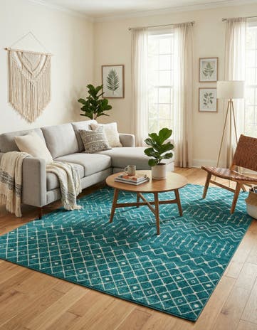 Turquoise Moroccan Trellis Rug