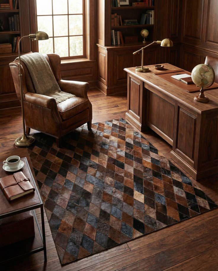 Detail image of 4' 1 x 5' 10 Cowhide Stocks Rug