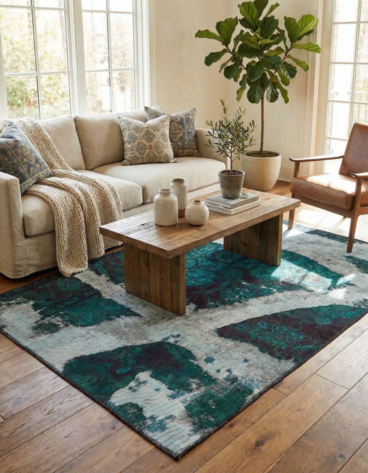 Detail image of 4' 6 x 6' 2  Hand Knotted Ultra Vintage Persian Wool Rug