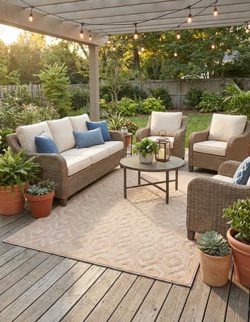 6' x 9' Easy-Clean Trellis Textured Indoor / Outdoor Rug