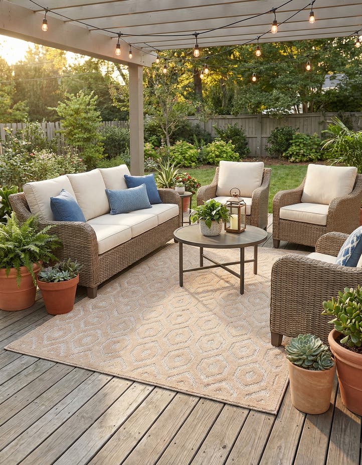 6' x 9' Easy-Clean Trellis Textured Indoor...