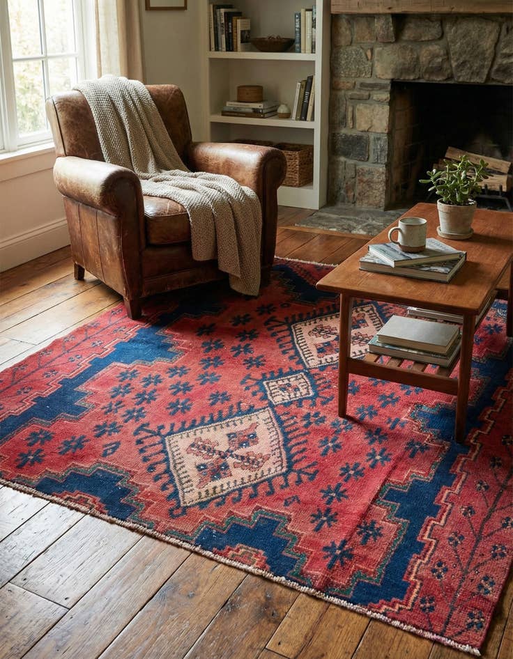 Detail image of 4' 1 x 4' 1  Hand Knotted Ultra Vintage Persian Wool Square Rug