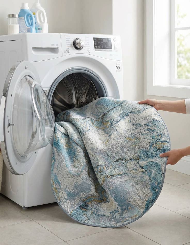 Detail image of  5' 3 x 5' 3  Washable Modern Indoor / Outdoor Round Rug