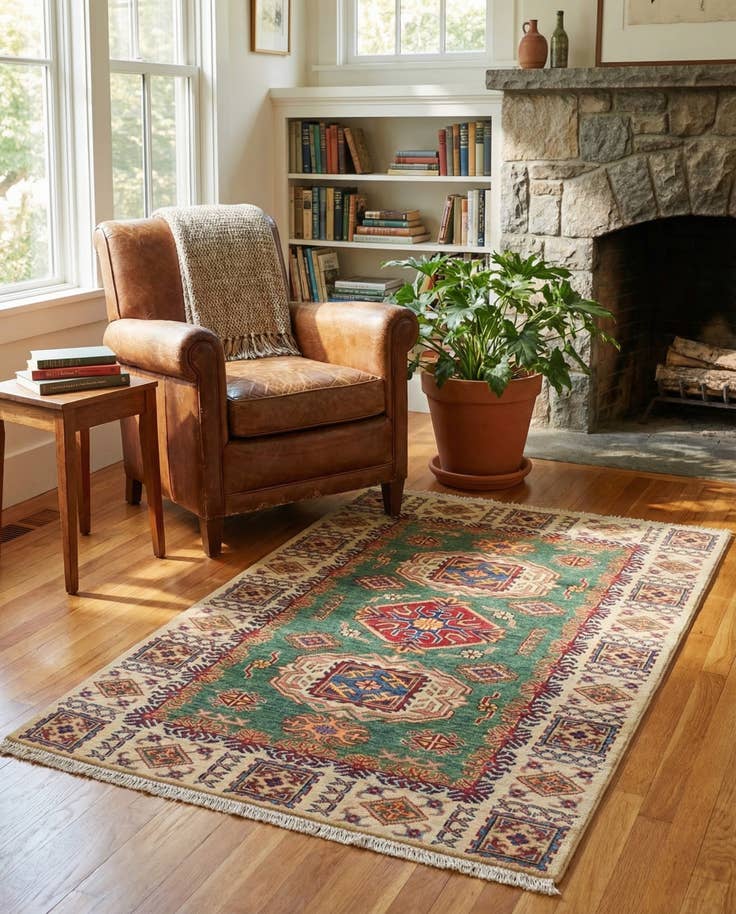 Detail image of 3' 3 x 4' 10 Hand Knotted Kazak Oriental Rug