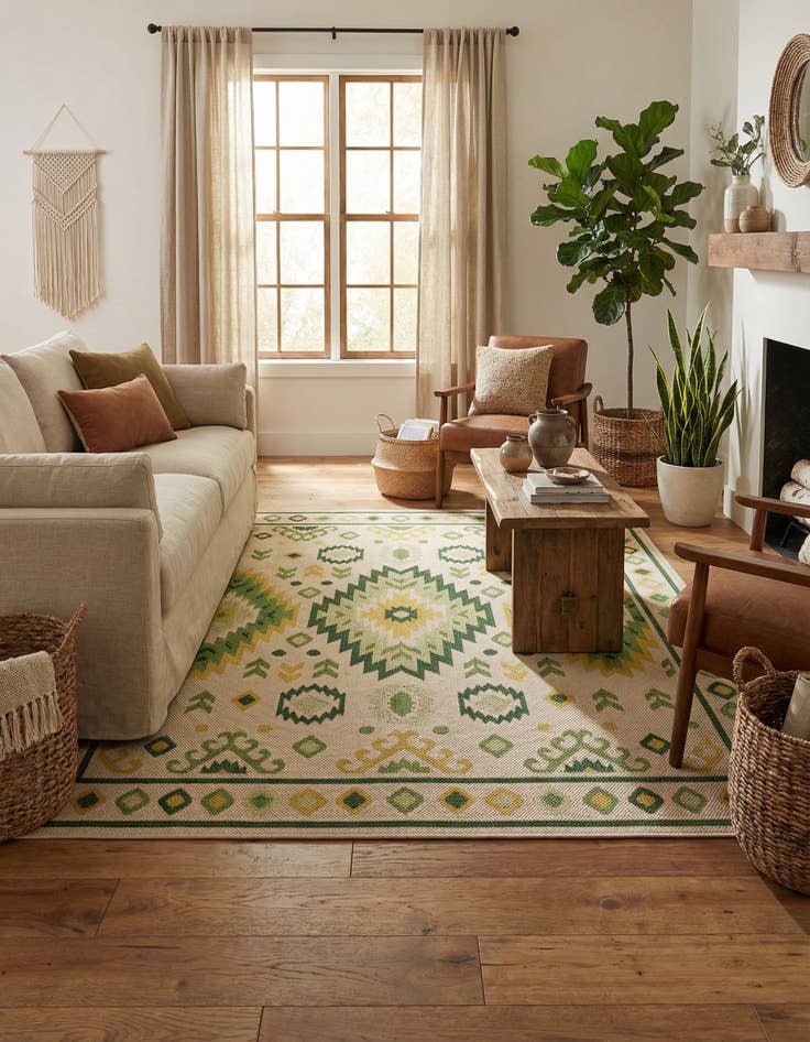 Detail image of 7' 10 x 7' 10  Washable Baja Indoor / Outdoor Square Rug