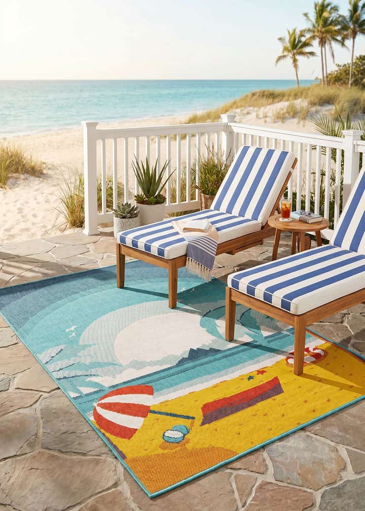 4' x 6' Easy-Clean Coastal Indoor / Outdoor Rug