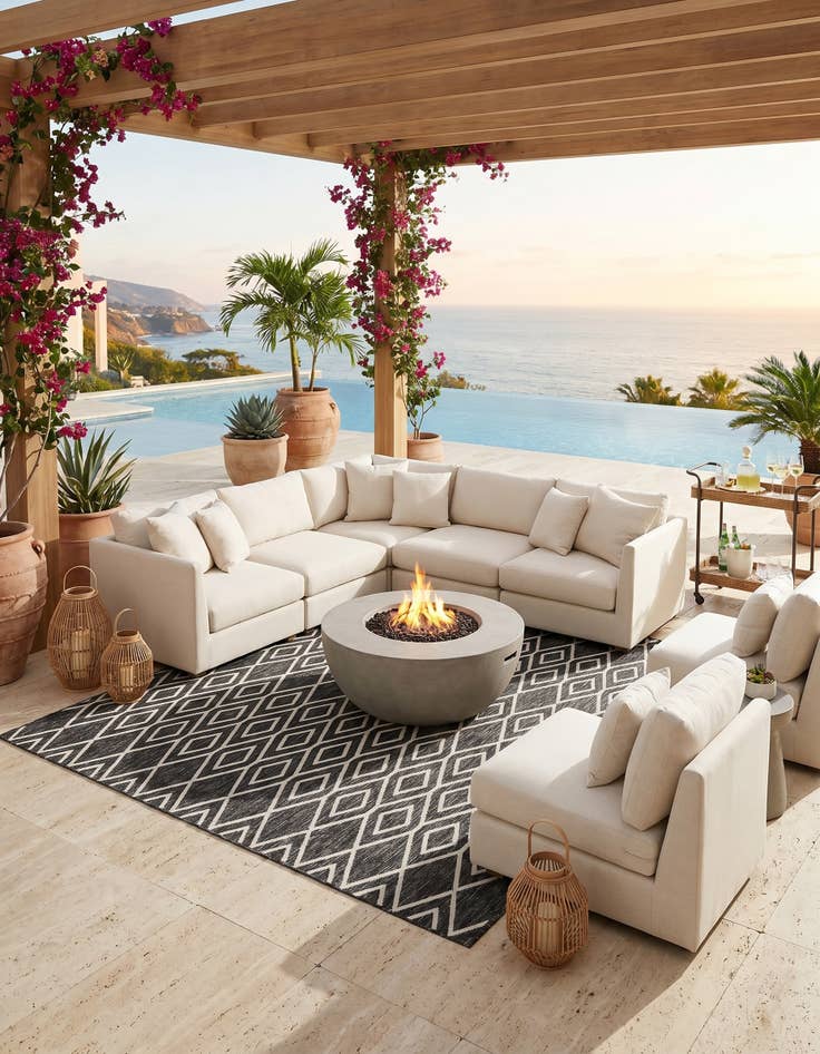 Detail image of 7' 10 x 7' 10 Easy-Clean Jill Zarin Turks and Caicos Indoor / Outdoor Square Rug