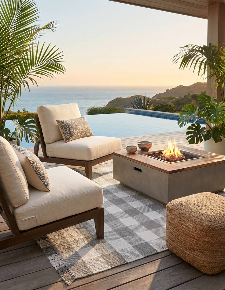 Detail image of 7' 10 x 7' 10 Easy-Clean Eco Plaid Washable Indoor / Outdoor Square Rug