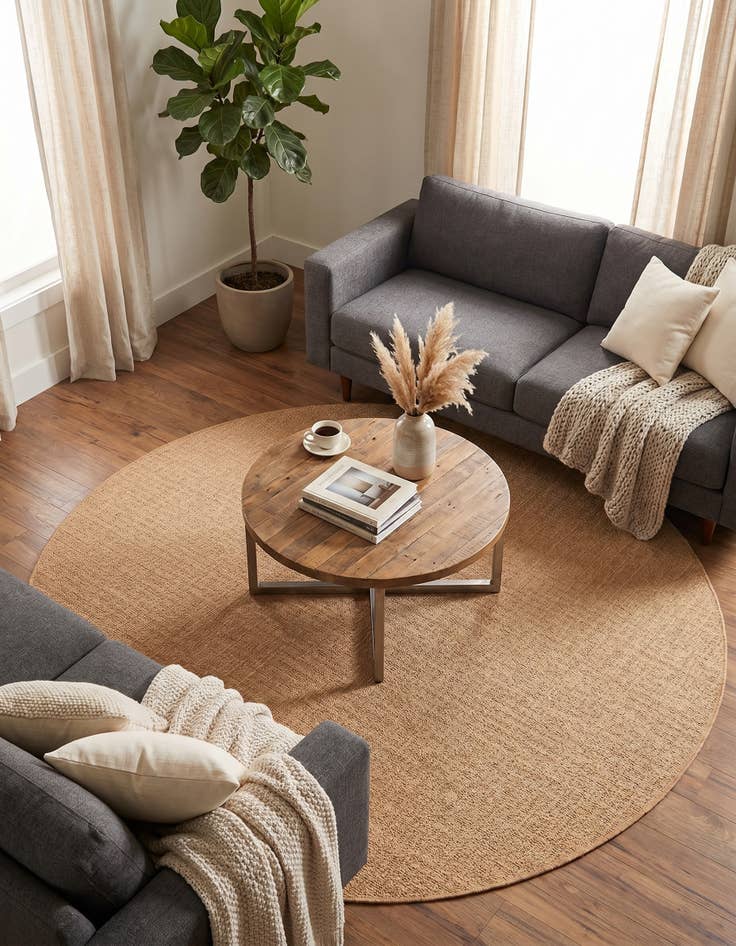 Detail image of 6' x 6' Easy-Clean Modern Indoor / Outdoor Round Rug