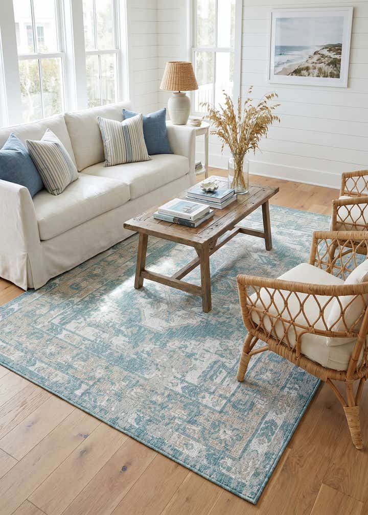 6' x 9' Easy-Clean Traditional Indoor / Outdoor Rug