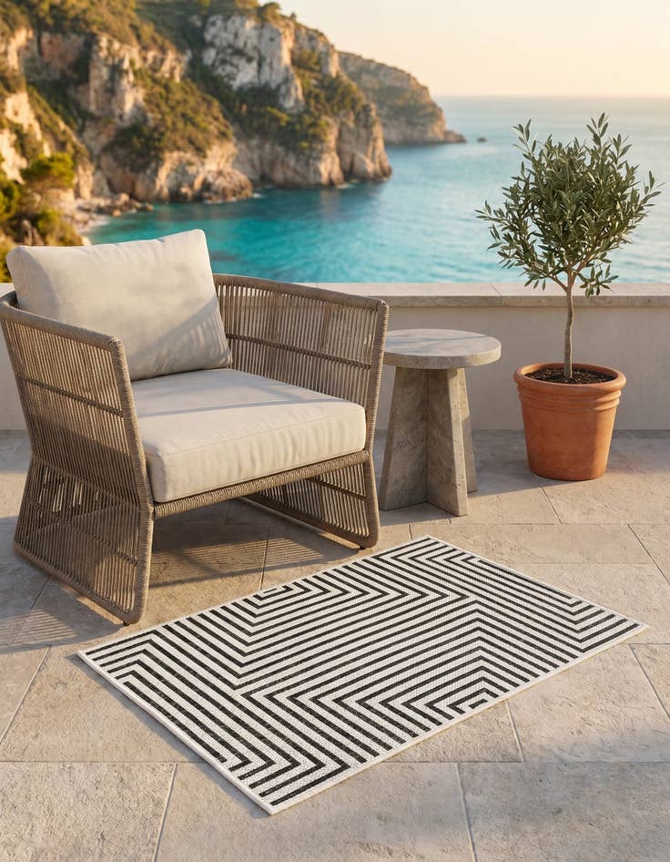 Detail image of 2' x 3' Easy-Clean Modern Indoor / Outdoor Rug