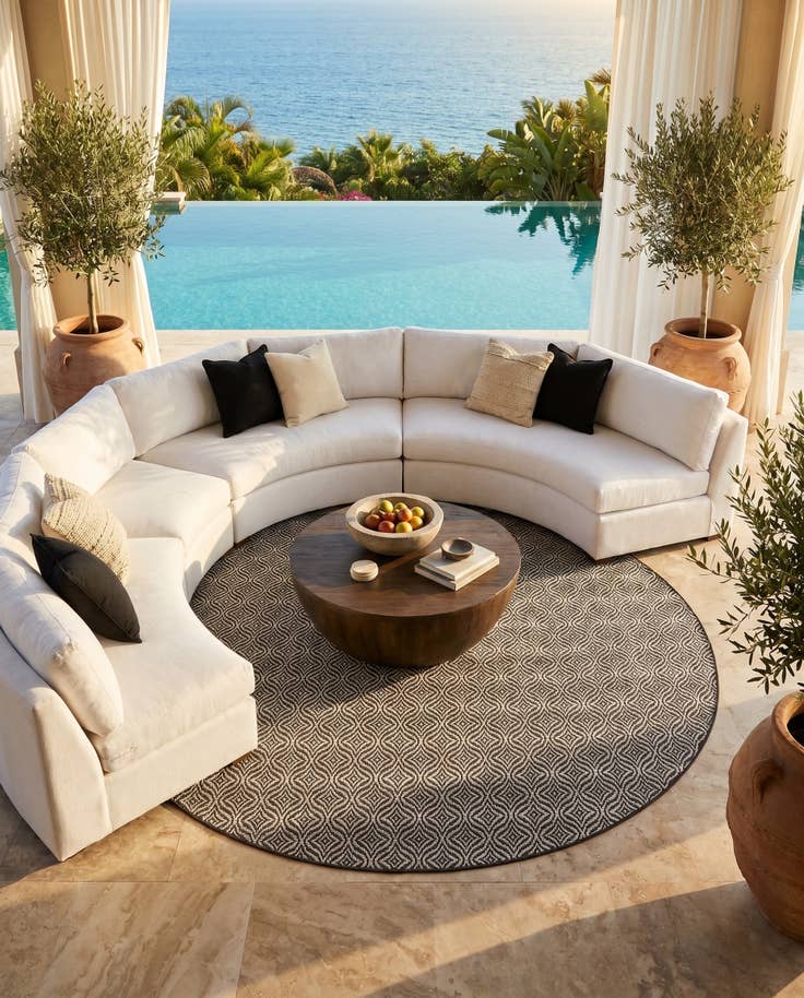 Detail image of 7' 10 x 7' 10 Easy-Clean Trellis Indoor / Outdoor Round Rug