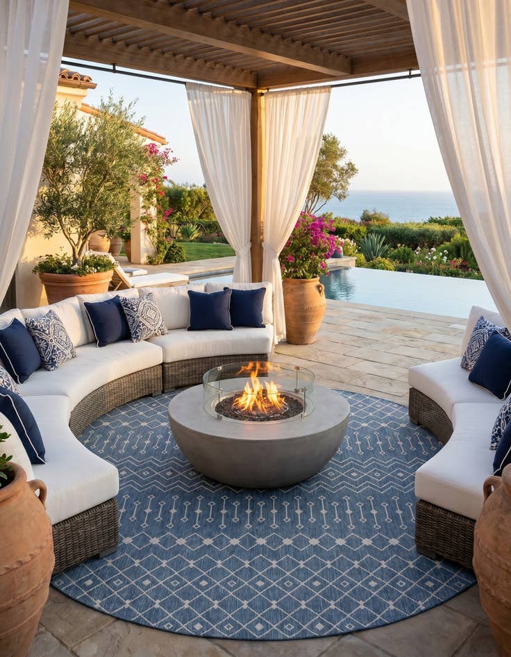 Detail image of 13' x 13' Easy-Clean Trellis Indoor / Outdoor Round Rug