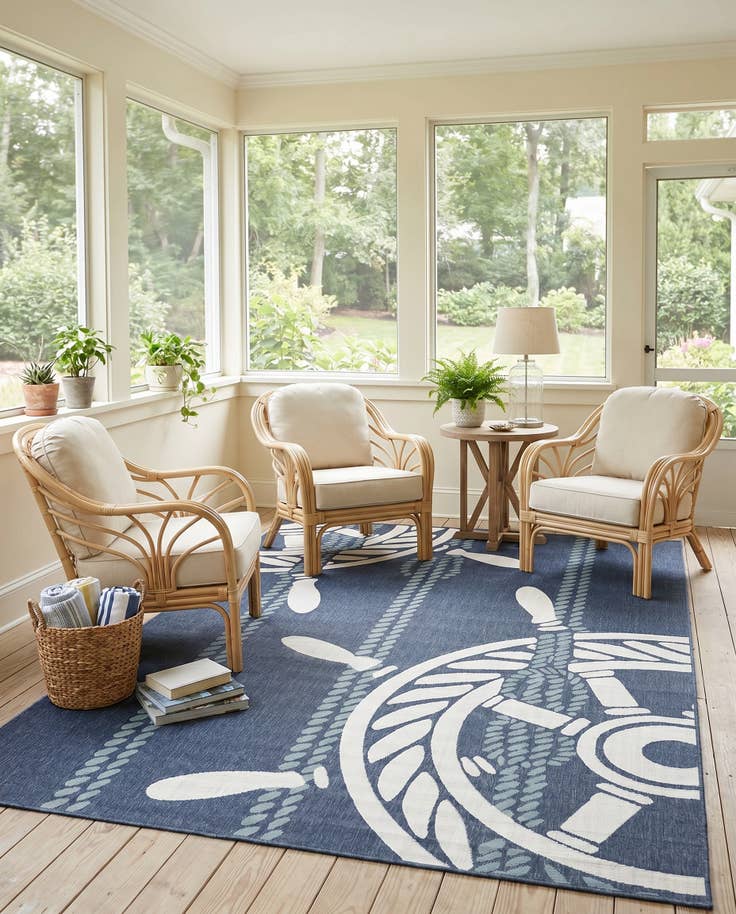 Detail image of 9' x 12' Easy-Clean Coastal Indoor / Outdoor Rug