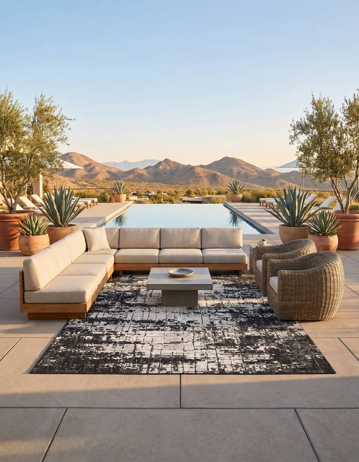 Detail image of 9' x 12' Easy-Clean Modern Indoor / Outdoor Rug
