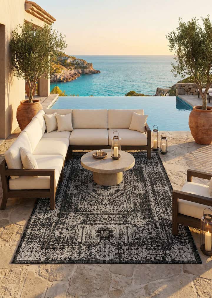 5' 3 x 8' Easy-Clean Traditional Indoor / Outdoor Rug