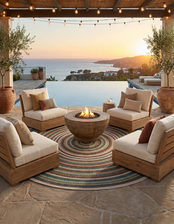 Detail image of 12' x 12' Easy-Clean Baja Indoor / Outdoor Round Rug