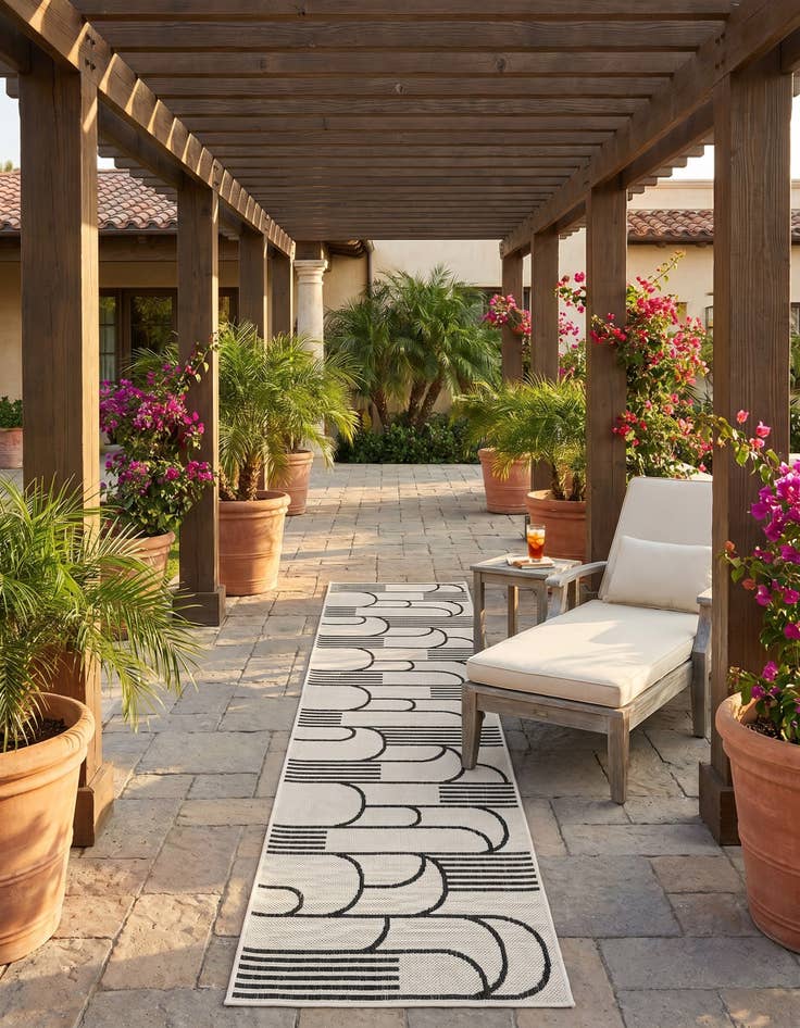 Detail image of 2' x 8' Easy-Clean Modern Indoor / Outdoor Runner Rug