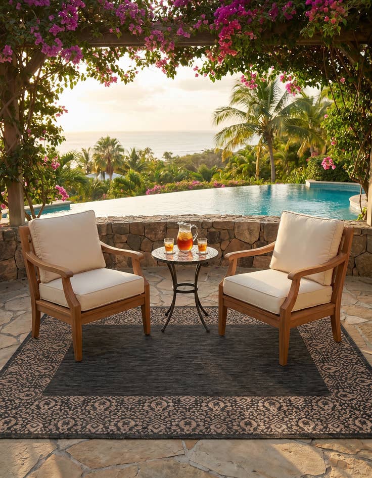 Detail image of 5' 3 x 8' Easy-Clean Border Indoor / Outdoor Rug