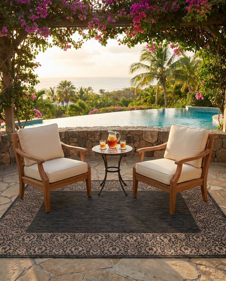 Detail image of 5' 3 x 8' Easy-Clean Border Indoor / Outdoor Rug