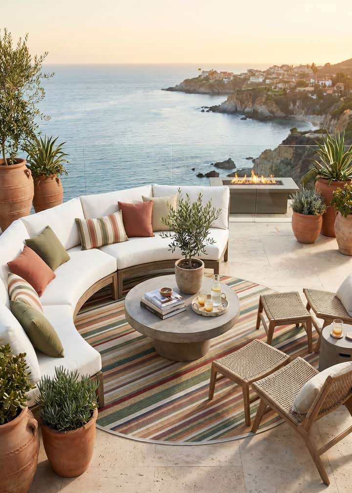 7' 10 x 7' 10 Easy-Clean Baja Indoor / Outdoor Round Rug