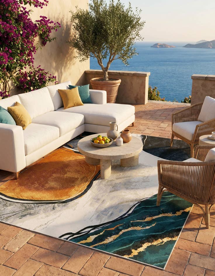 Detail image of 7' 10 x 10' Easy-Clean Modern Indoor / Outdoor Rug