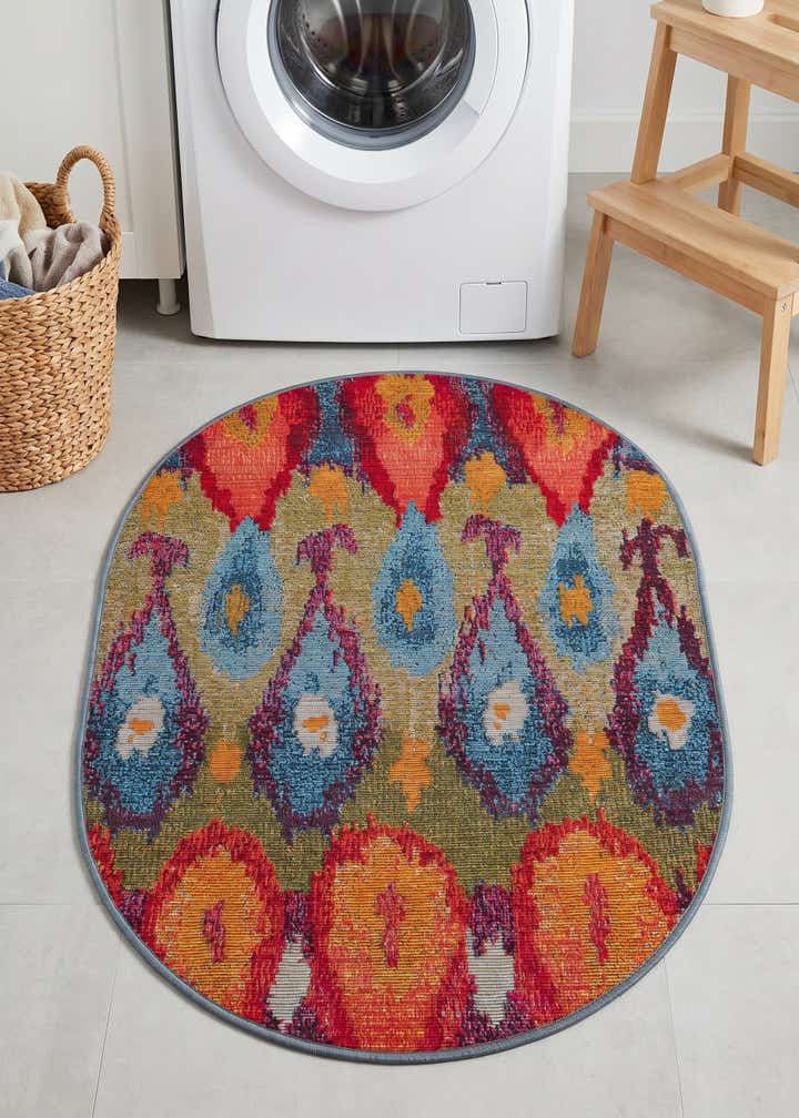 2' 2 x 3' Easy-Clean Modern Indoor / Outdoor Oval Rug