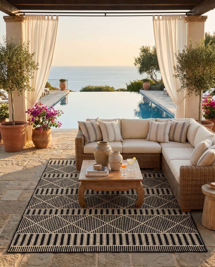 5' 3 x 8' Easy-Clean Trellis Indoor / Outdoor Rug