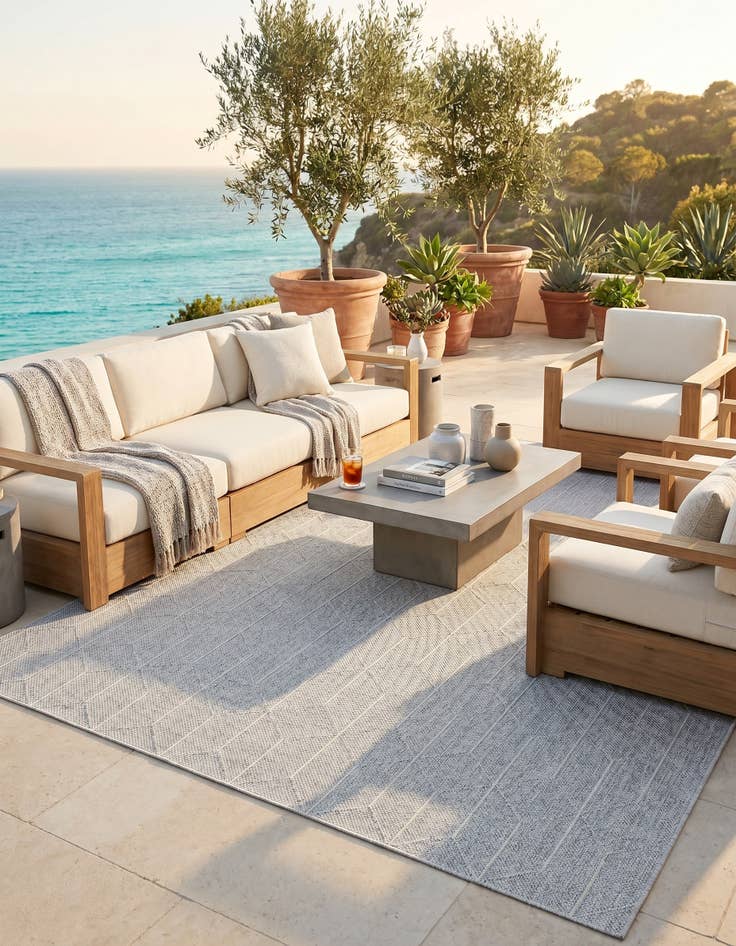 Detail image of 9' x 12' Easy-Clean Trellis Indoor / Outdoor Rug