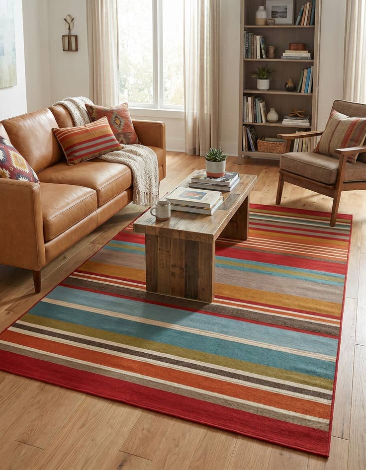 Detail image of 5' 3 x 8' Easy-Clean Modern Indoor / Outdoor Rug