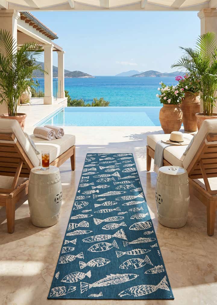 2' 7 x 10' Easy-Clean Coastal Indoor / Outdoor Runner Rug