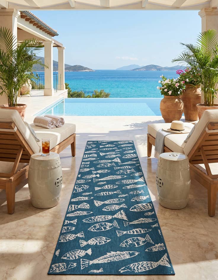Detail image of 2' 7 x 10' Easy-Clean Coastal Indoor / Outdoor Runner Rug