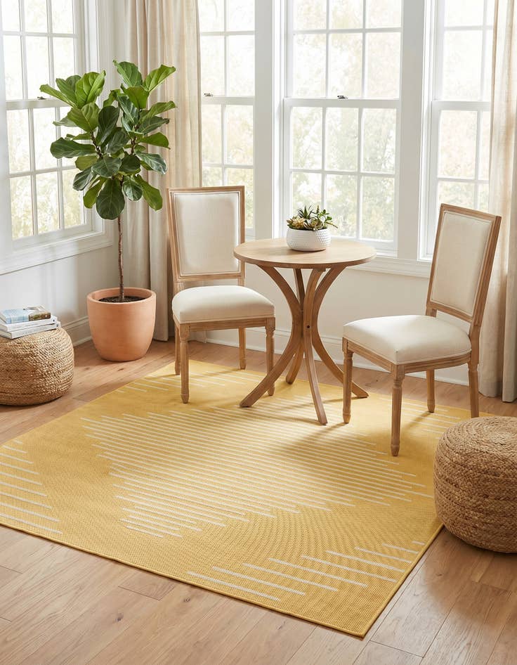 Detail image of 5' 3 x 5' 3 Easy-Clean Modern Indoor / Outdoor Square Rug